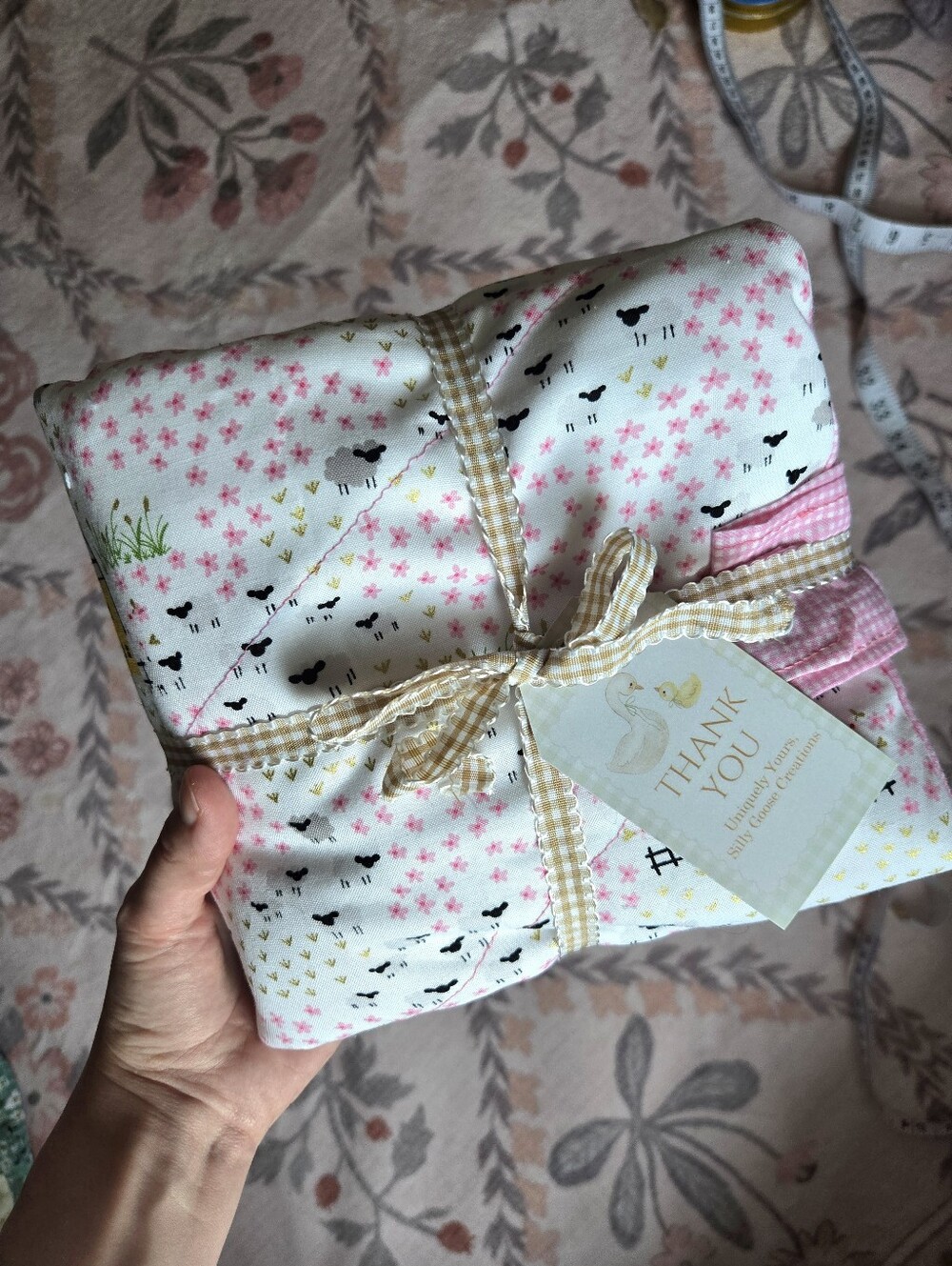 Portable Change Mat All In One Girls Pink Gingham Sheep